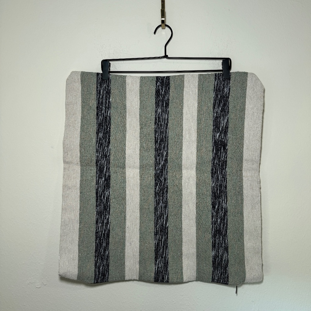 Woven Nook Pillow Cover Striped Blue Green Textured Square NWOT